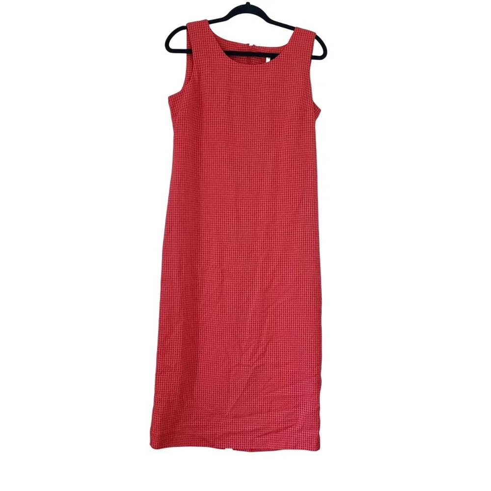 Y2K Miss Dorby Womens Plaid Maxi Dress 10 Petite Red Euro Summer Picnic Casual